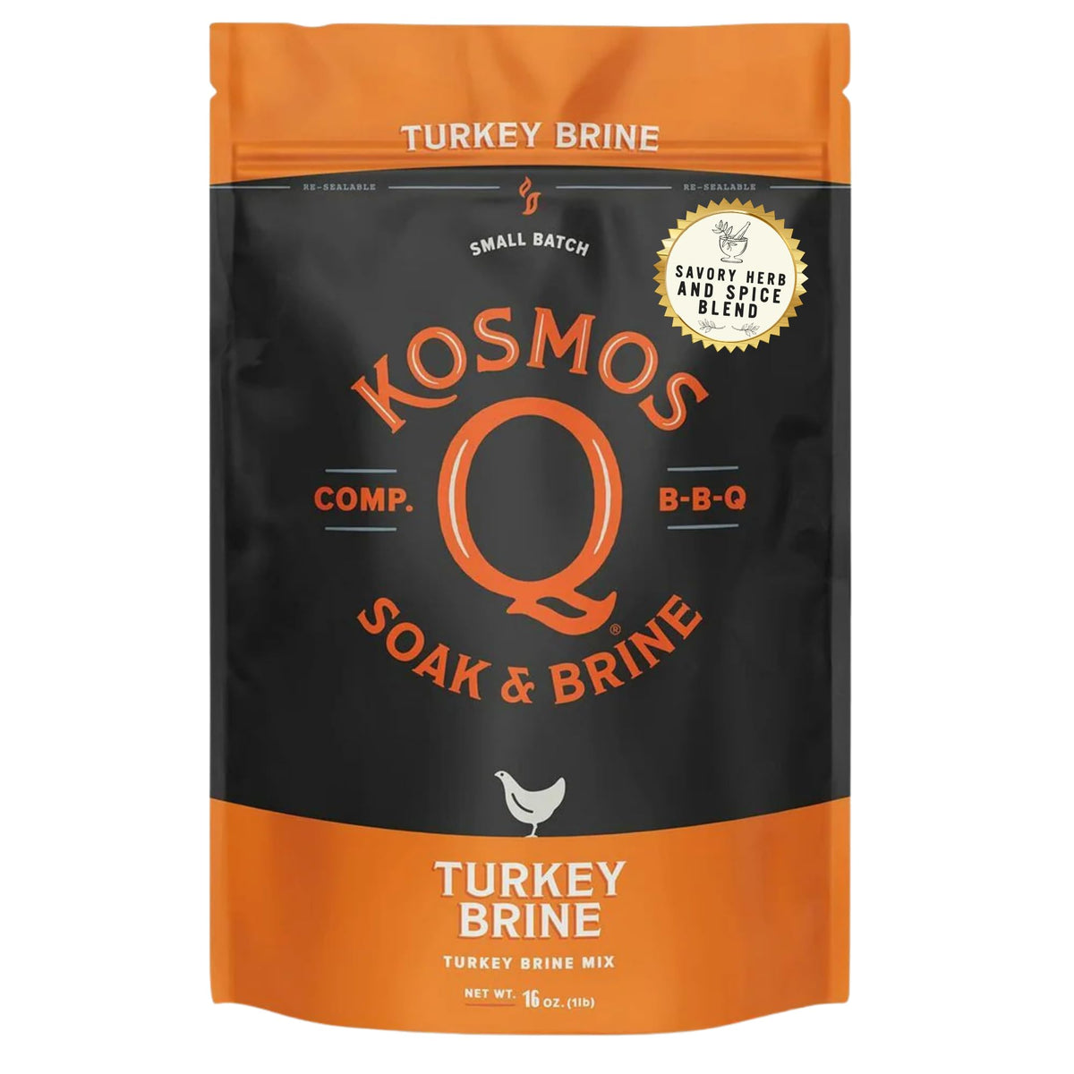 Kosmos Q front packaging showing 16 oz brine mix and easy use