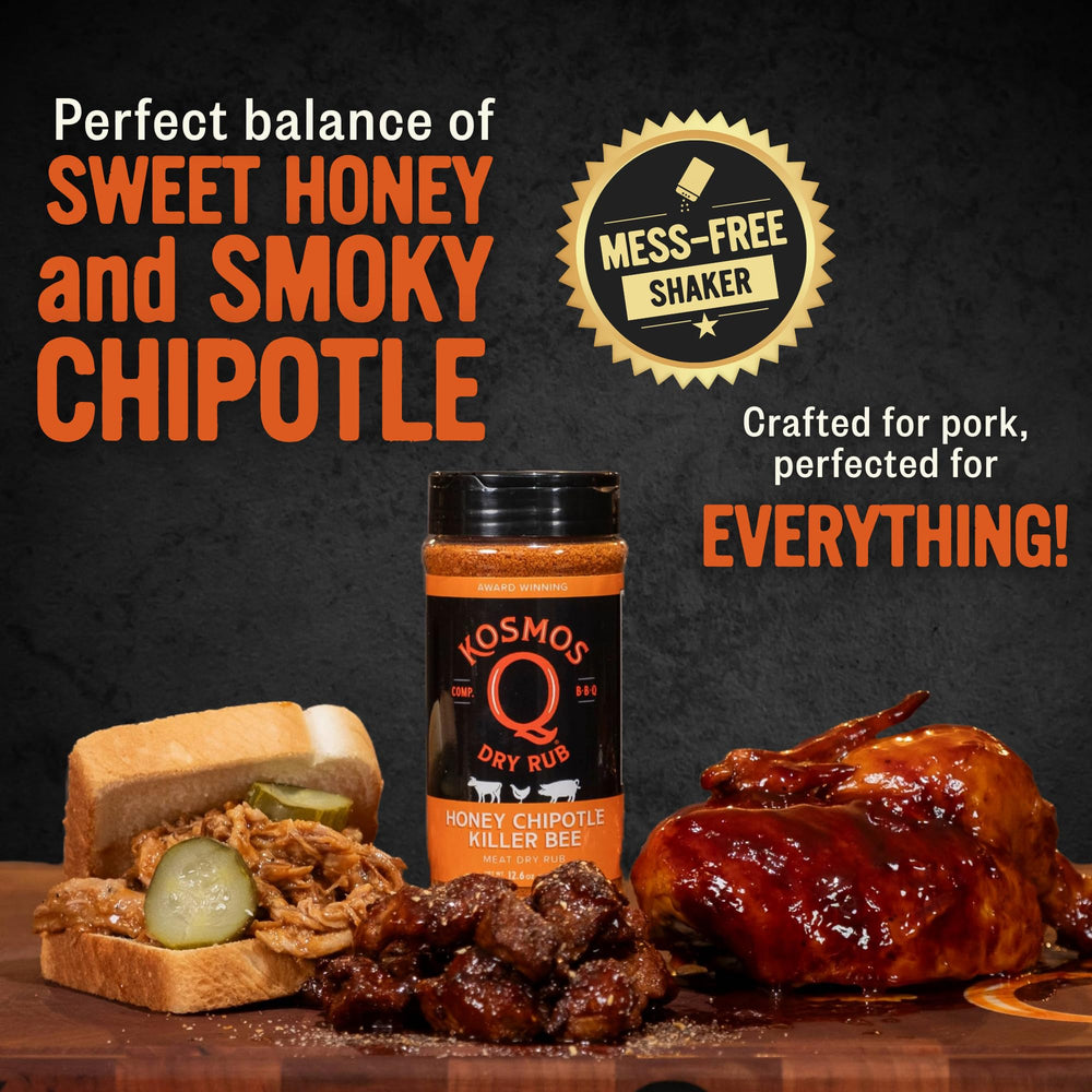 grilled ribs coated in Kosmos Q rub showing caramelized bark and appetizing glaze