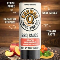 Kosmos Q close-up of ripe peach highlighting real-fruit flavor boost