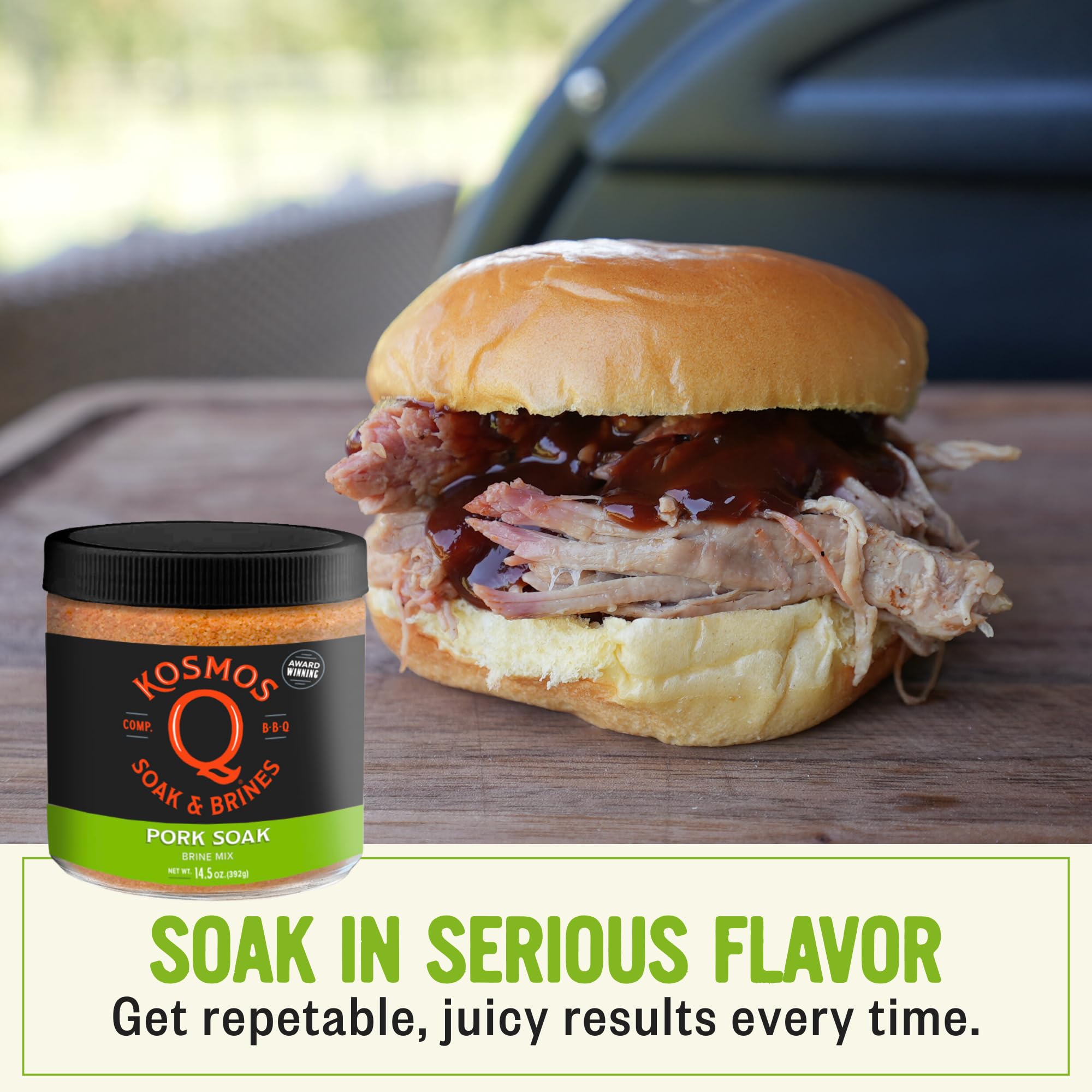 Kosmos Q pork soaking in bag to lock in moisture