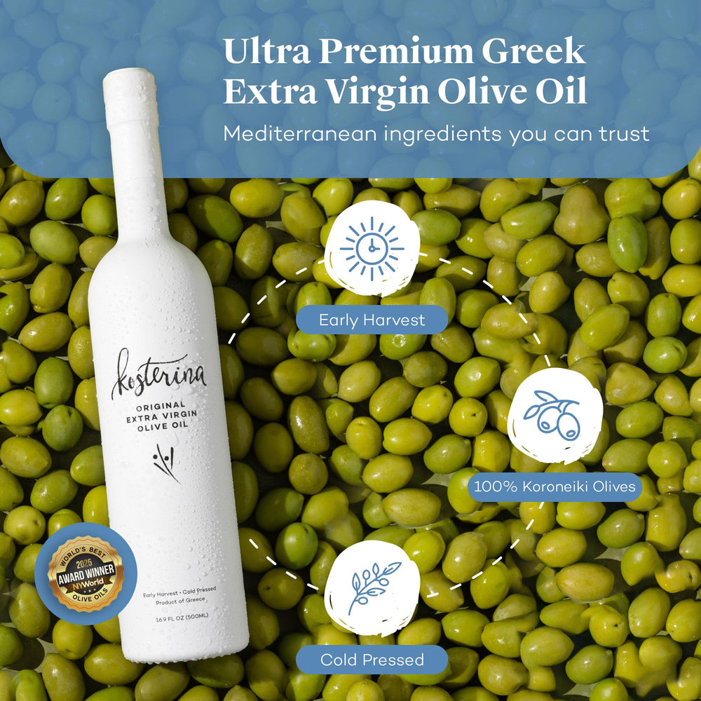 Kosterina oil close-up texture showing fresh, green-fruity mouthfeel