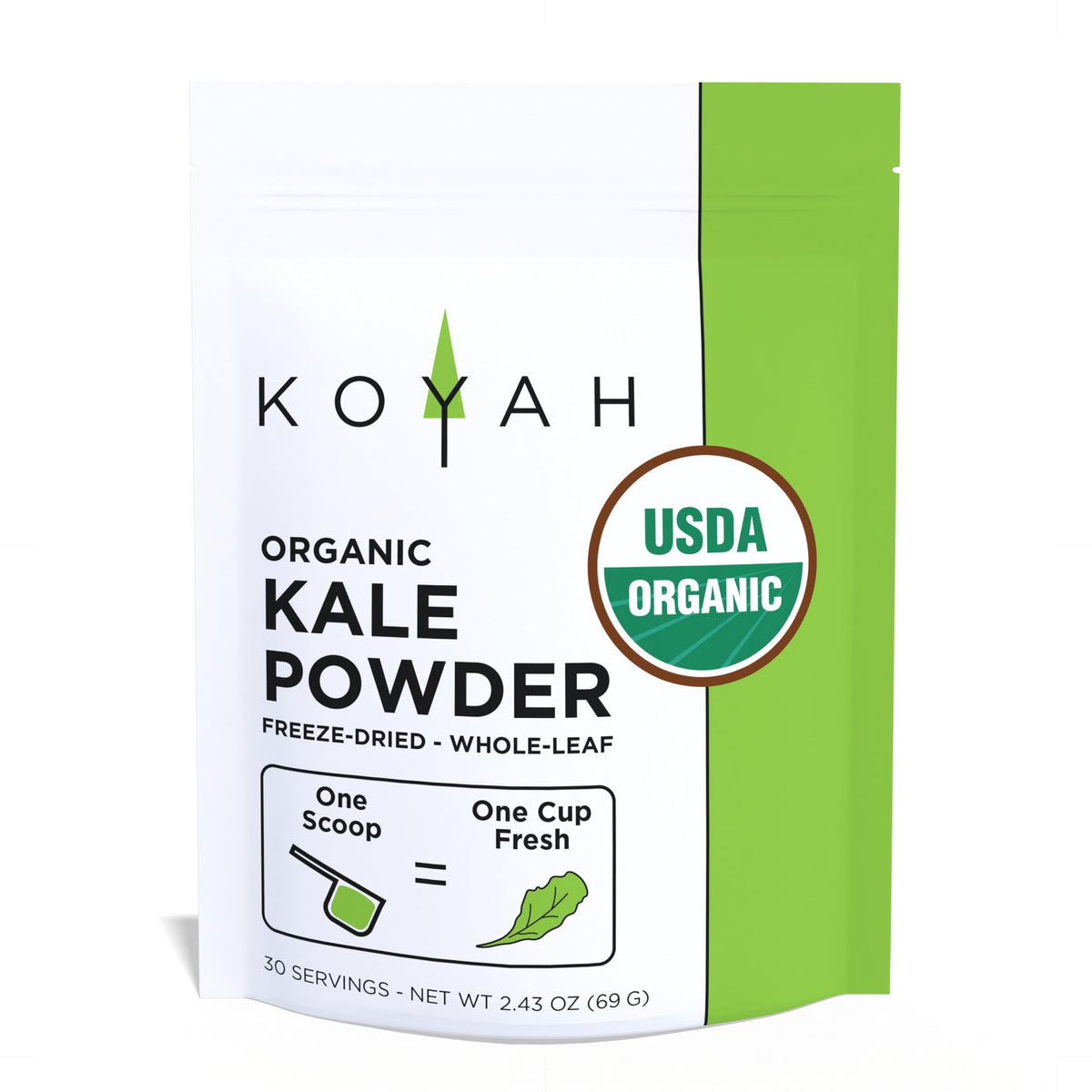 KOYAH front pouch showing product branding and convenient packaging benefit