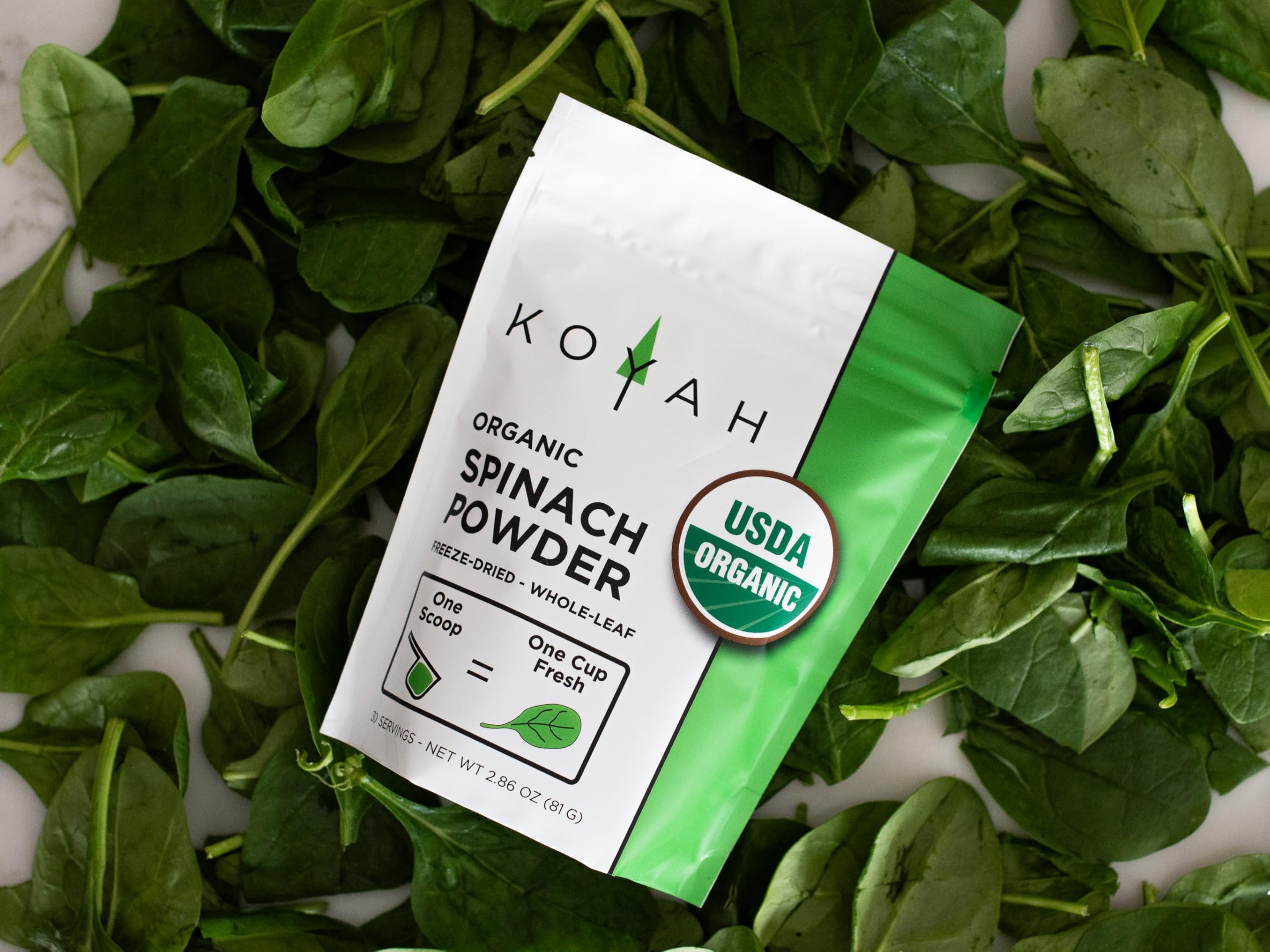 KOYAH powder being stirred into soup to add color and whole-leaf presence