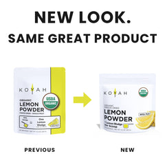 KOYAH powder texture close-up highlighting fine, light-yellow freeze-dried granules