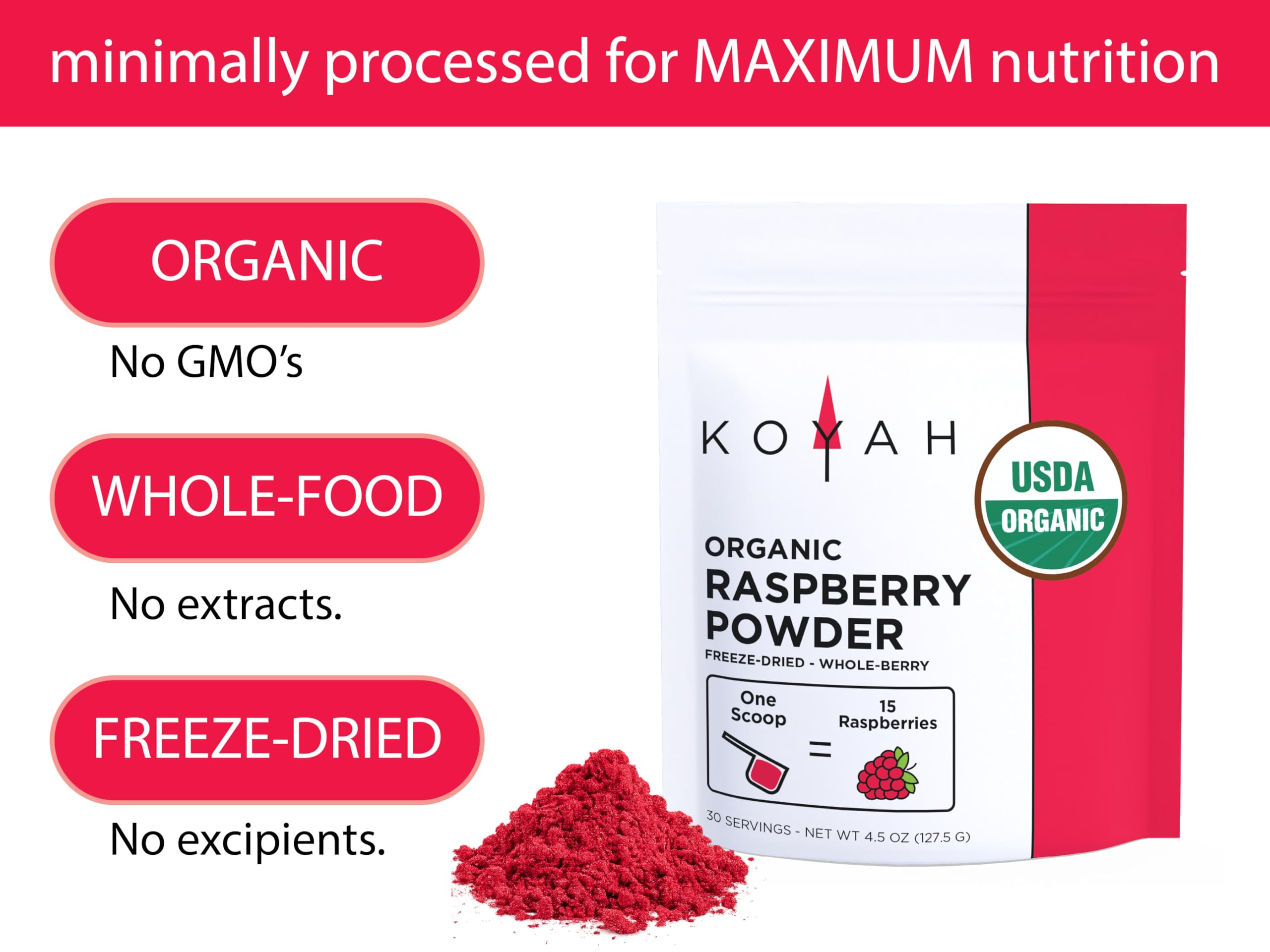 KOYAH powder texture close-up highlighting natural fruit granularity