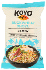 Koyo front packaging showing buckwheat shoyu ramen and organic claim