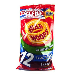 KP Hula Hoops front box showing the 12-pack and convenient multipack benefit