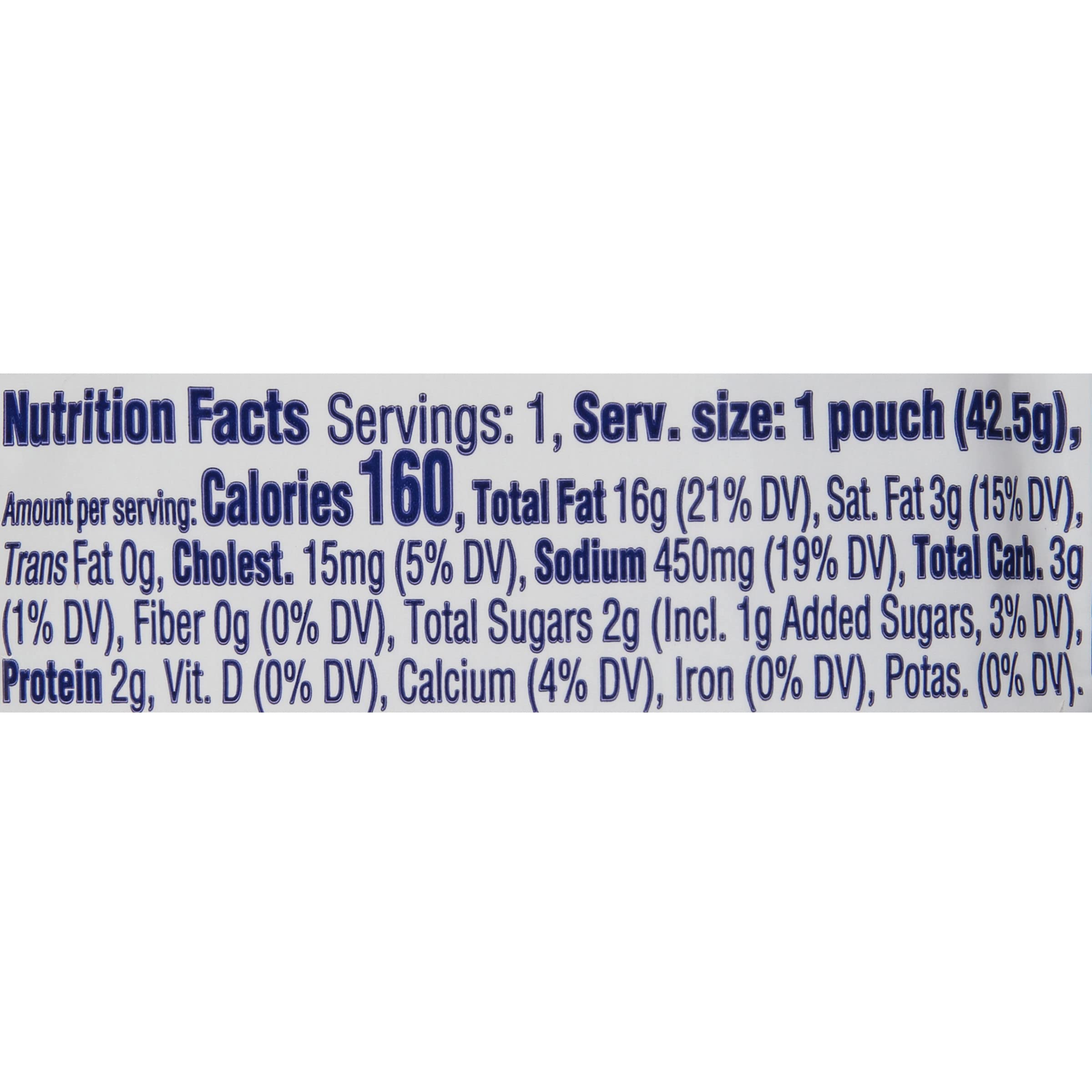 Close-up of a Kraft Caesar packet texture highlighting easy-tear seal and portability