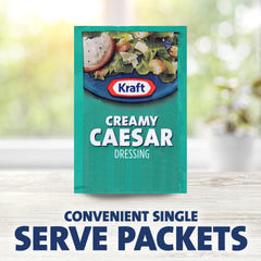 Row of Kraft Caesar packets stored in a box for organized inventory and quick access