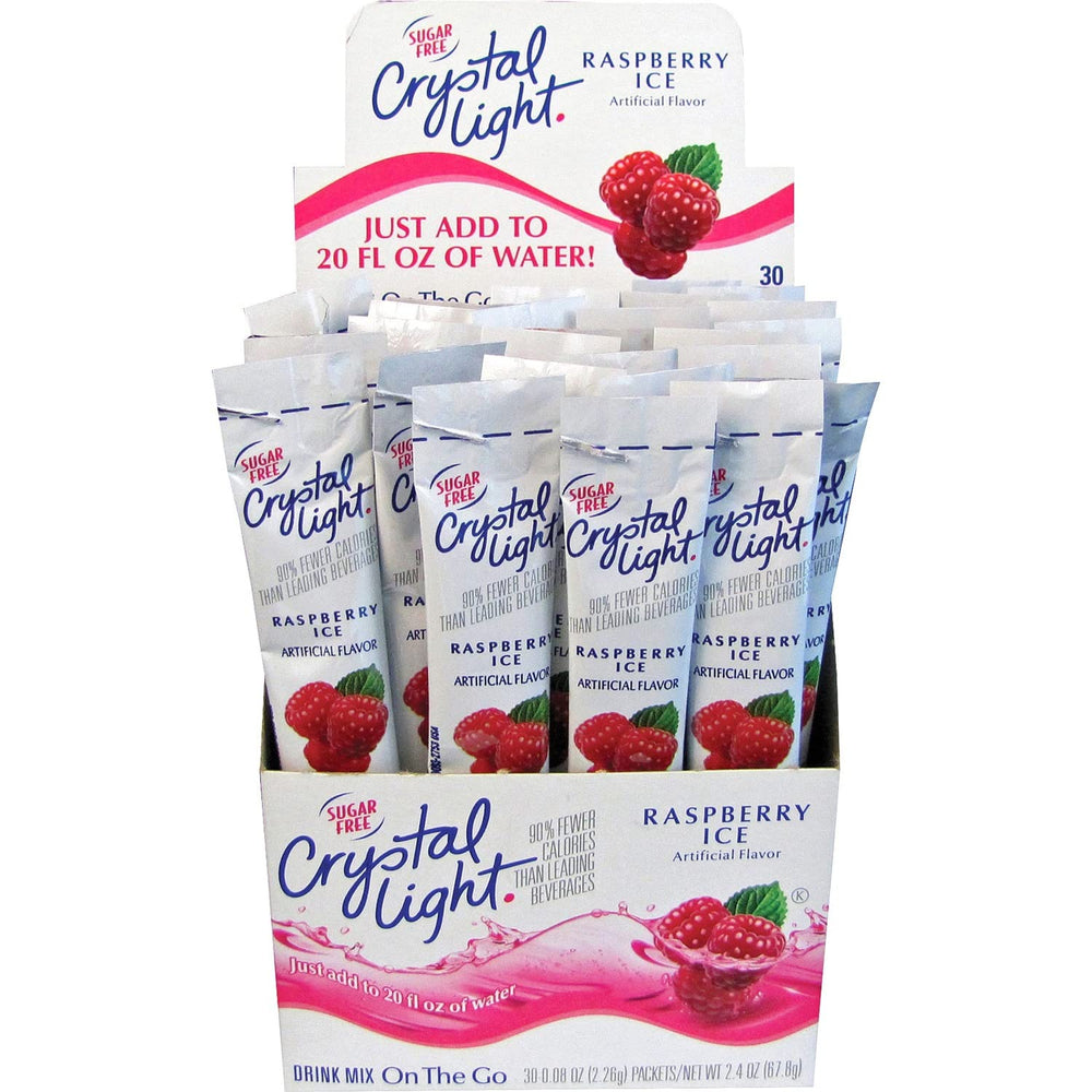 Kraft Crystal Light front packaging showing raspberry stick and portable convenience