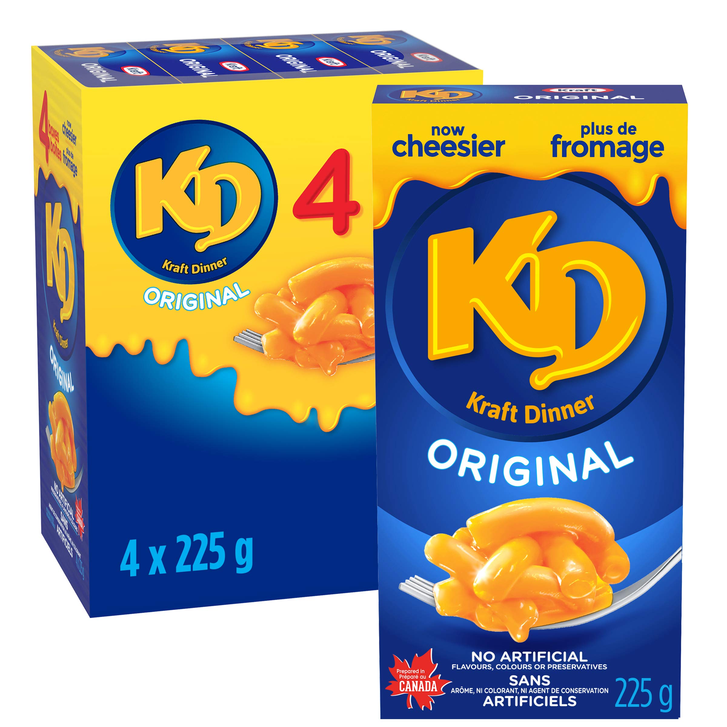 Kraft Dinner front packaging showing recognisable branding and quick meal benefit