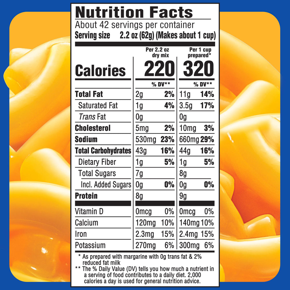 Kraft Mac & Cheese open box revealing dry macaroni and cheese powder mix for quick meals