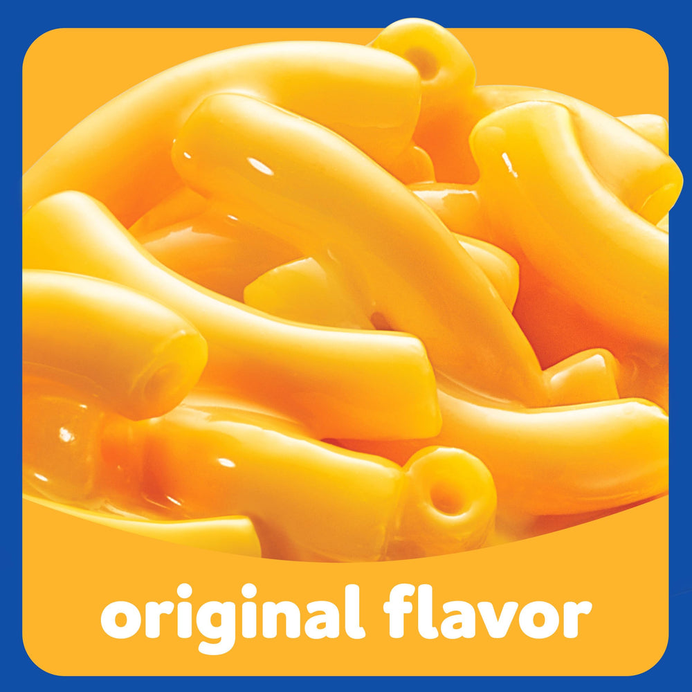 Kraft Mac & Cheese handheld box showing 7.25 oz size for portion reference