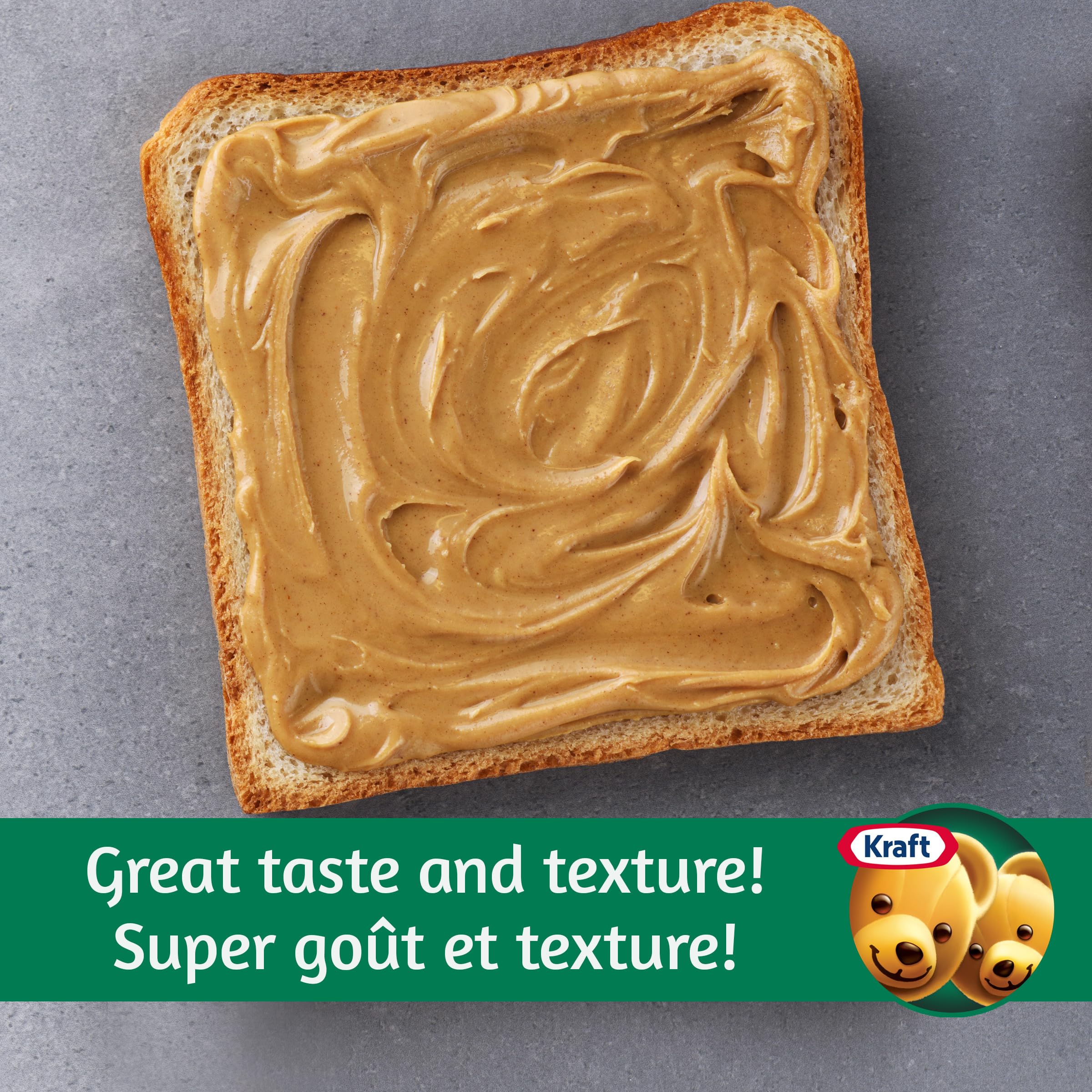 Kraft peanut butter spread on toast demonstrating creamy, easy spreading