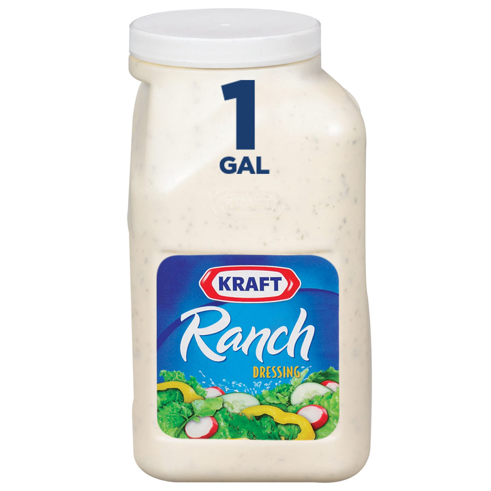 Kraft Ranch front label on one-gallon jug showing brand and size for easy identification
