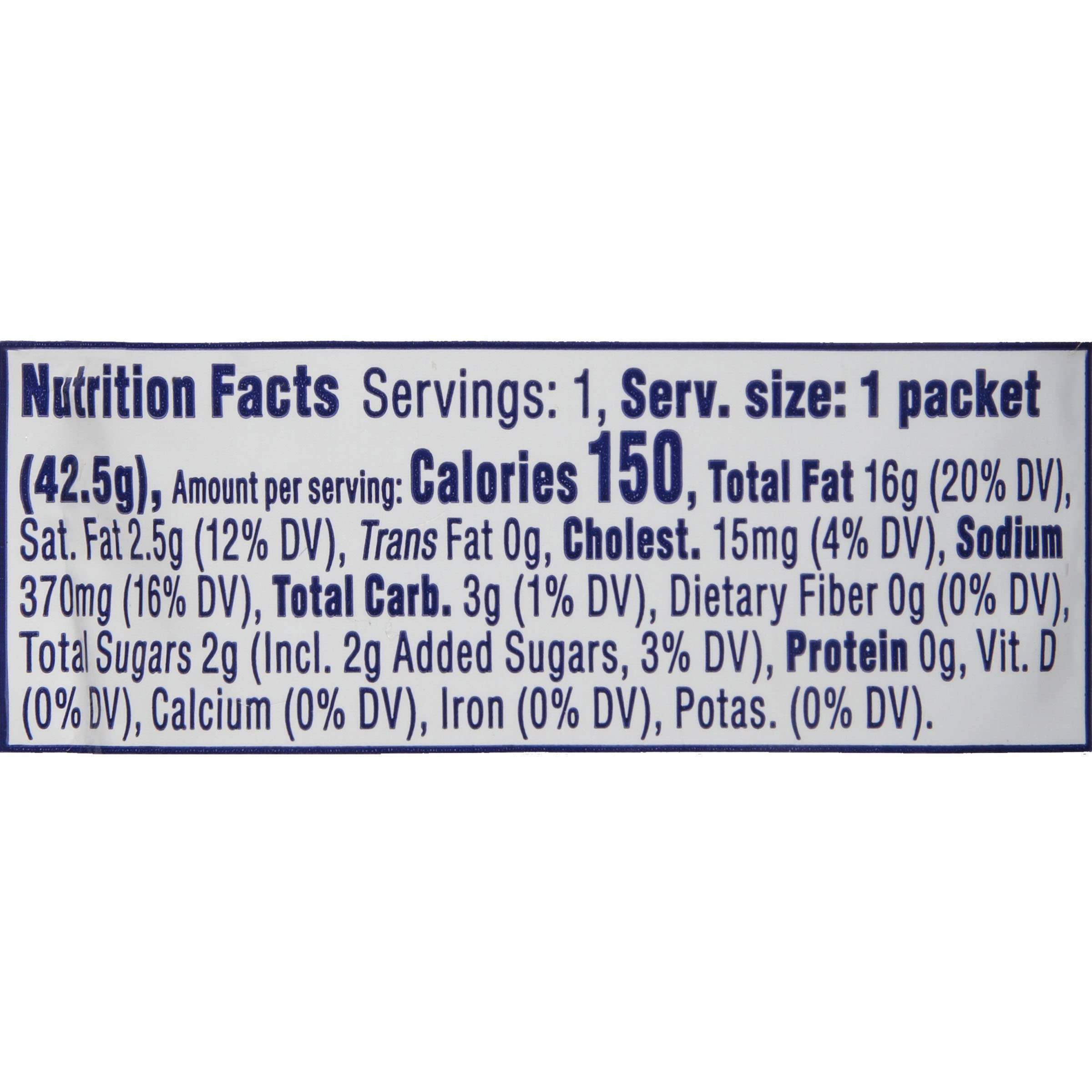 Close-up of a Kraft ranch packet seal emphasizing freshness and portability