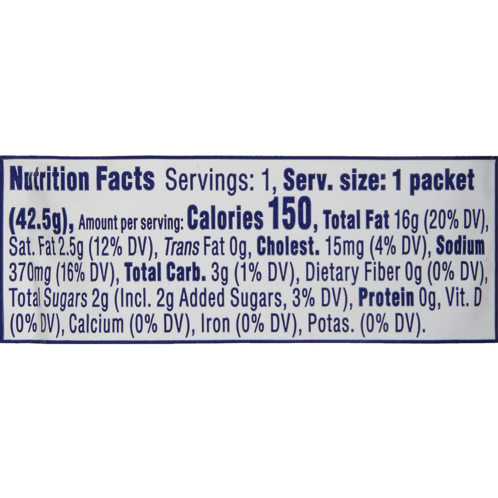 Close-up of a Kraft ranch packet seal emphasizing freshness and portability