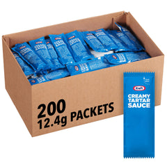 Kraft tartar sauce front view showing sealed packet and brand for quick serving