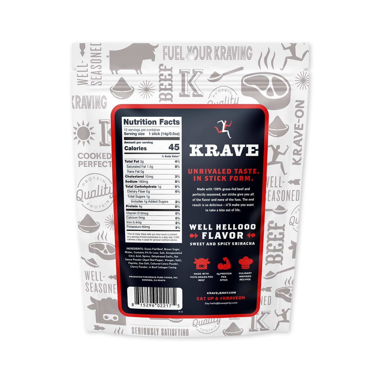 KRAVE Sriracha single stick close-up highlighting portable protein
