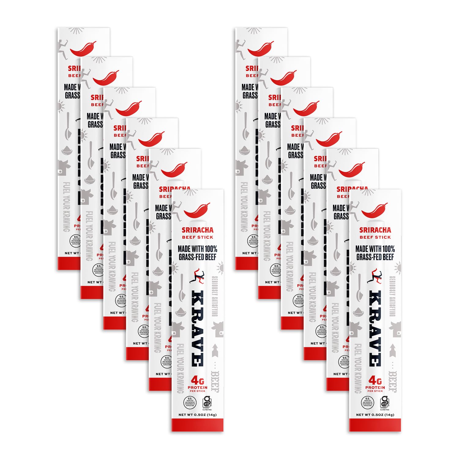 KRAVE Sriracha cross-section texture emphasizing real beef flavor