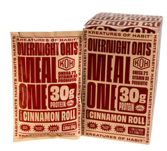 Kreatures of Habit front packaging showing cinnamon roll flavor and benefits