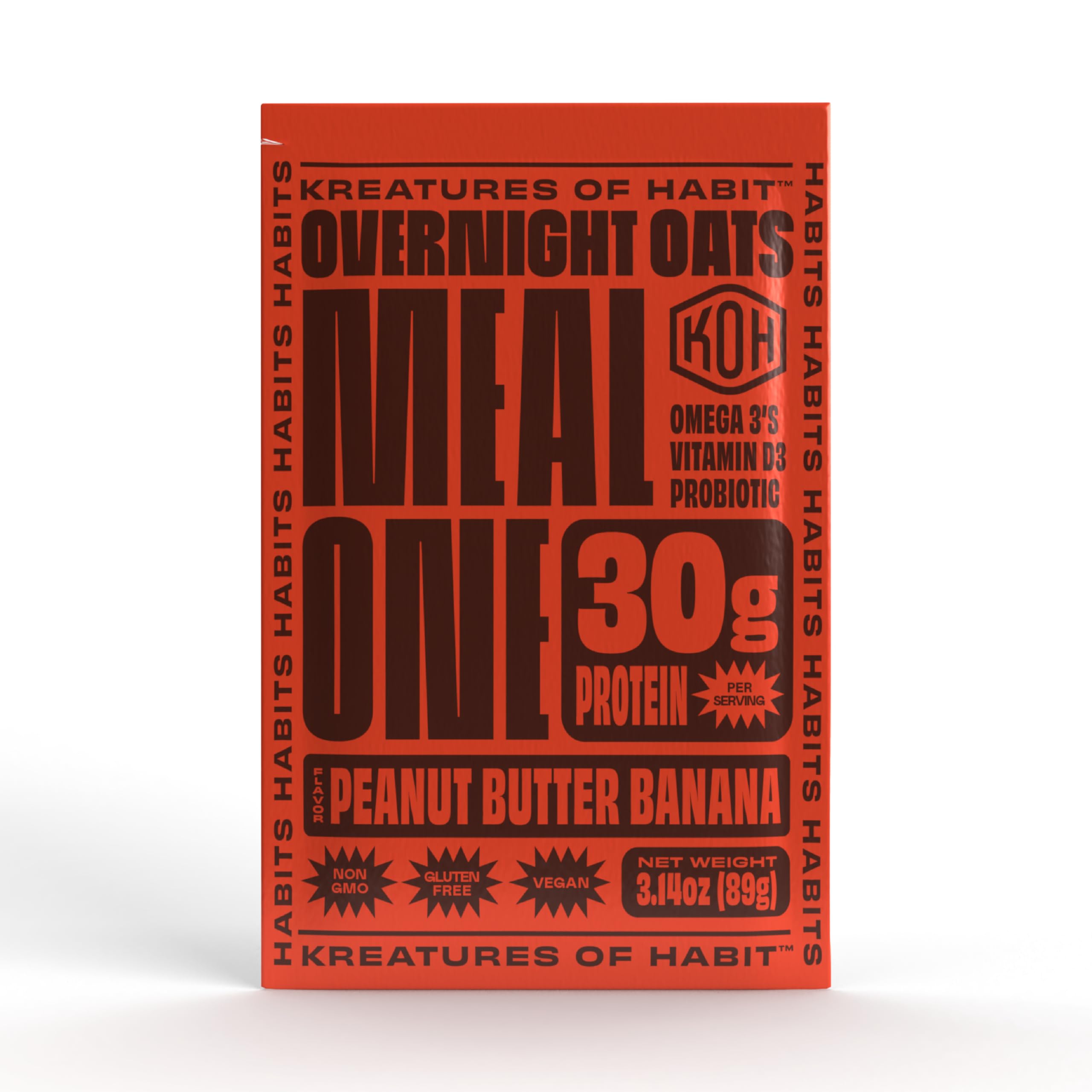 Kreatures of Habit front packaging showing peanut butter banana flavor and benefits