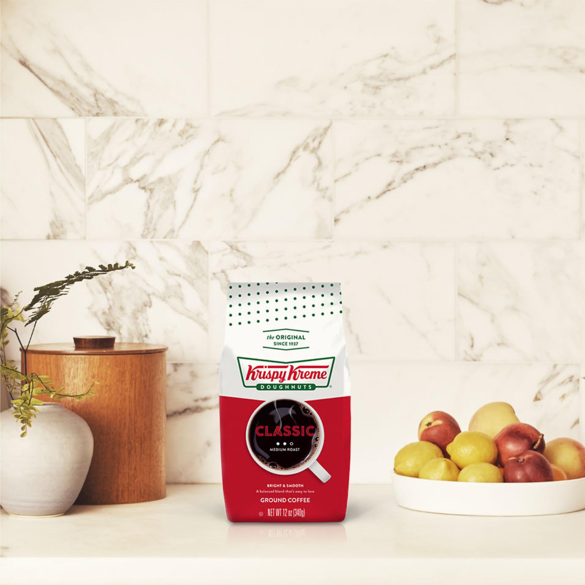 krispy kreme 12oz bag size comparison on kitchen scale for portion clarity
