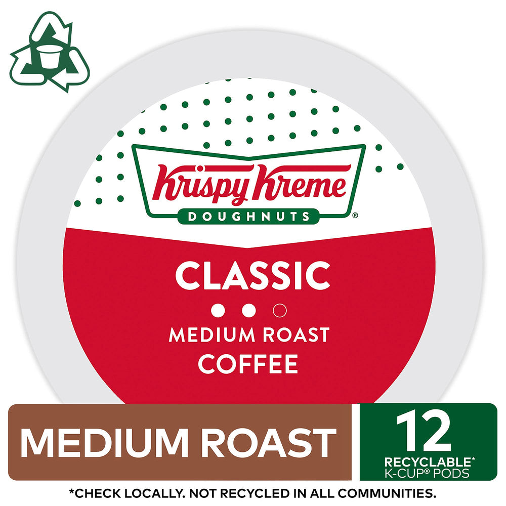 Close-up of Arabica beans and grounds with Krispy Kreme suggesting quality