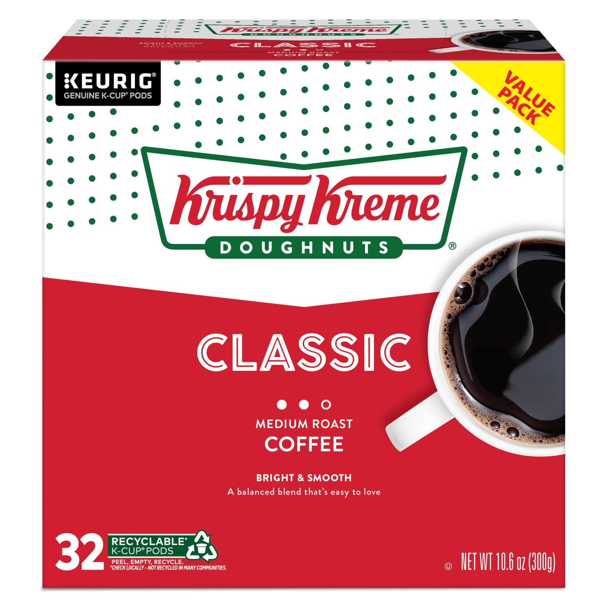 Krispy Kreme coffee with doughnut in a kitchen setting for lifestyle appeal