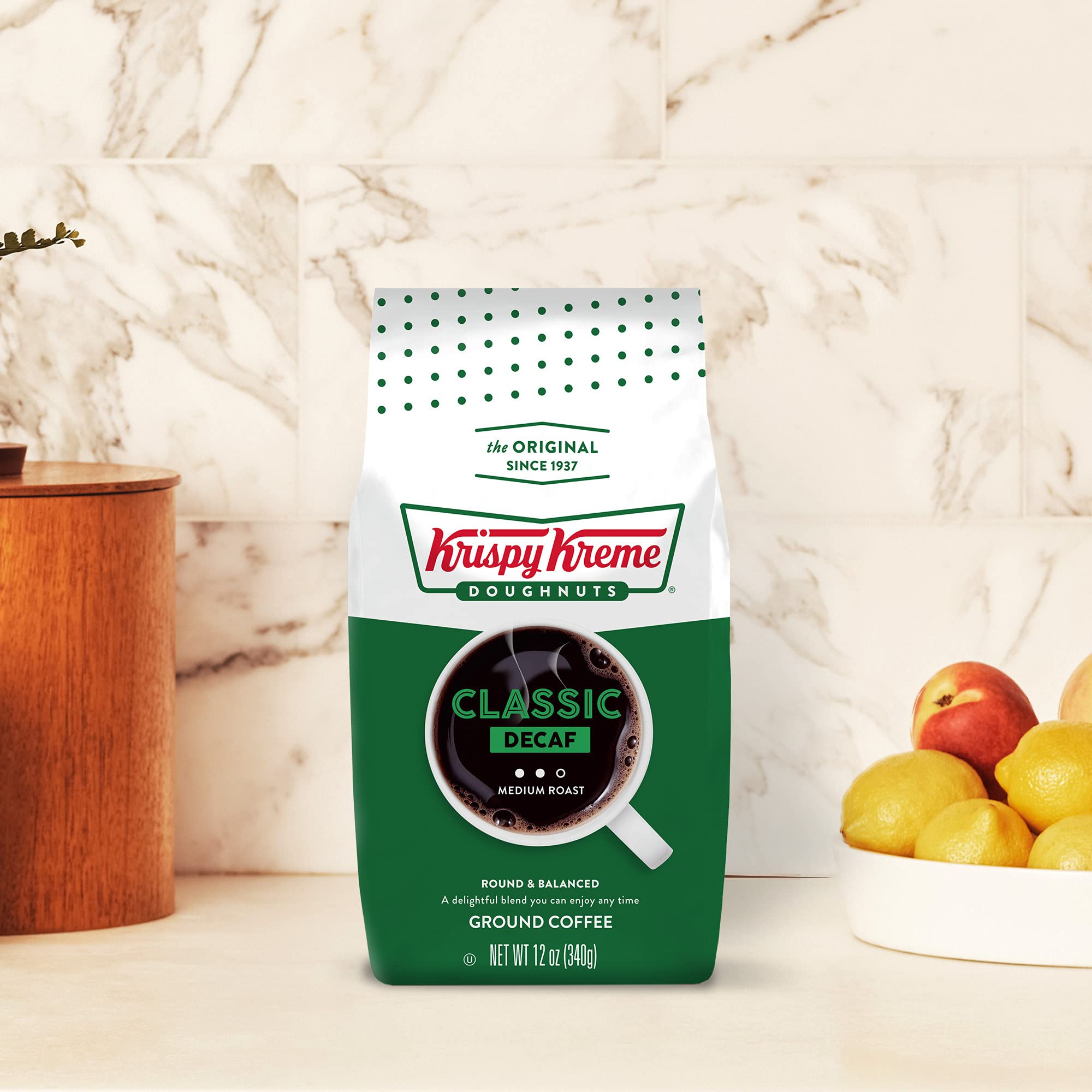 Krispy Kreme coffee on breakfast table conveying everyday enjoyment and versatility