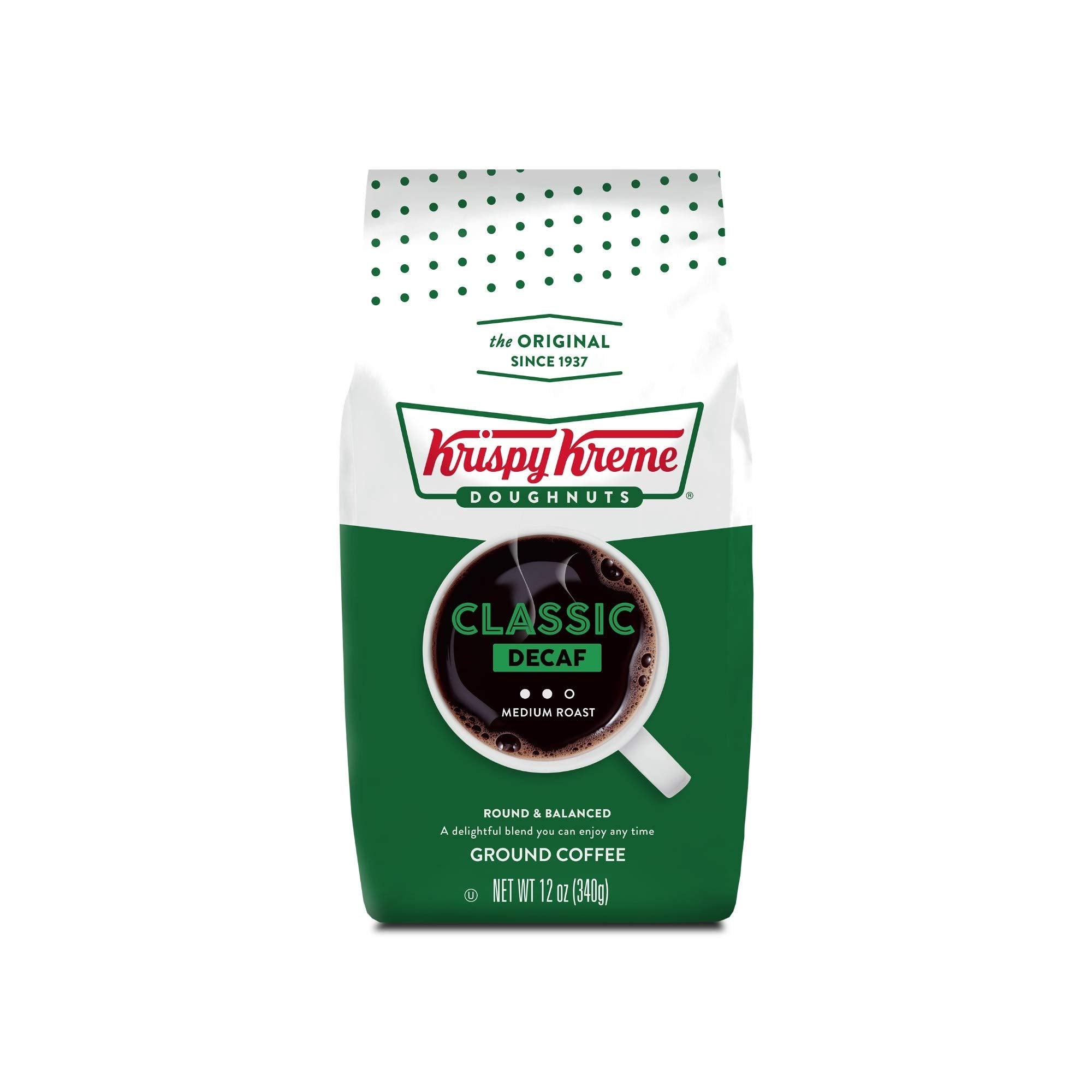 Krispy Kreme brewed cup top view showcasing smooth crema and inviting aroma benefit