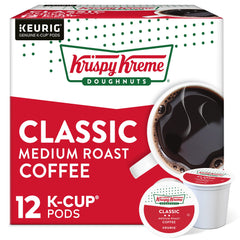 Krispy Kreme front packaging showing 12-count K-Cup pods and brand appeal
