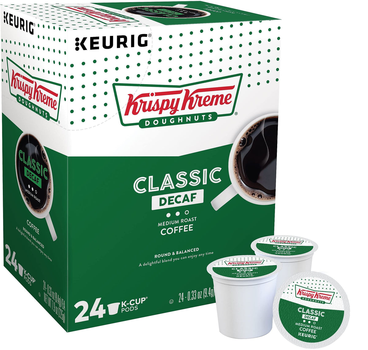 Krispy Kreme front packaging showing 24-count box and product benefit fresh taste