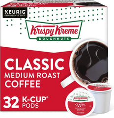 Krispy Kreme front packaging showing 32-count pods and convenience benefit
