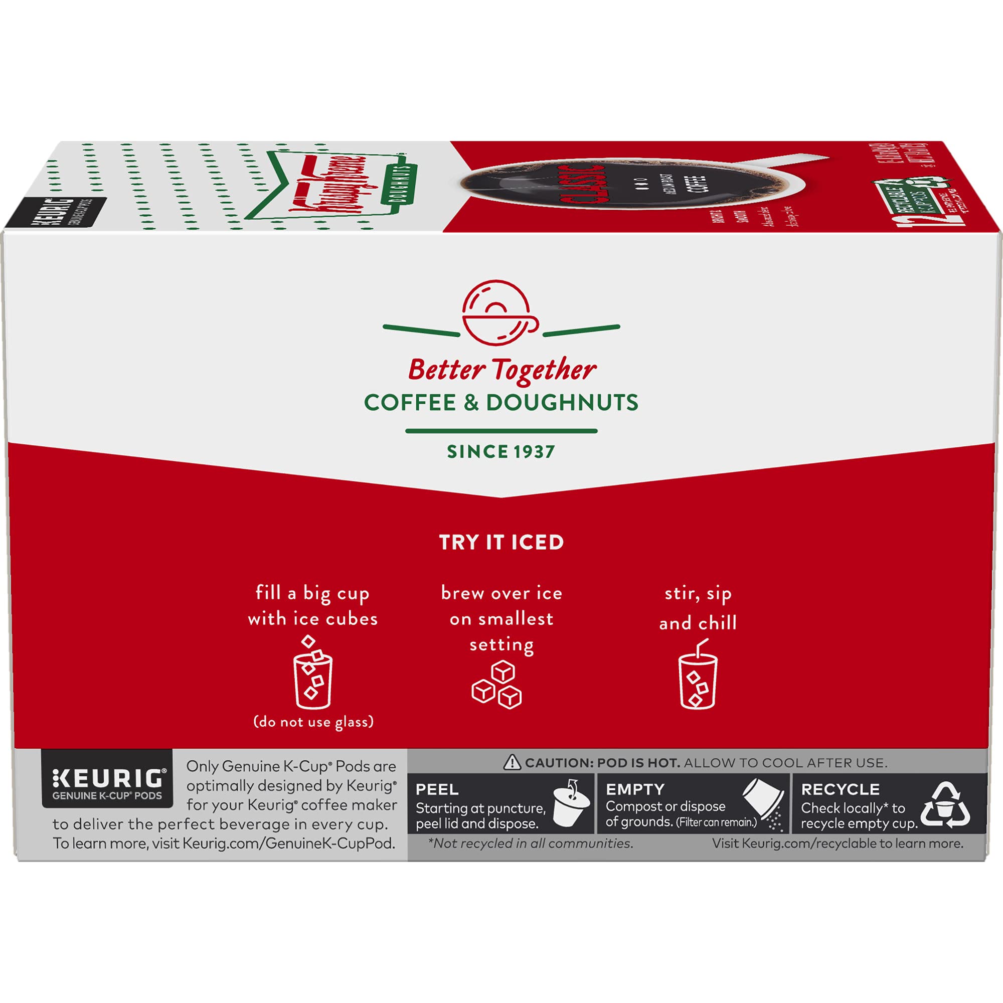 Krispy Kreme K-Cup loaded into Keurig machine for quick brewing