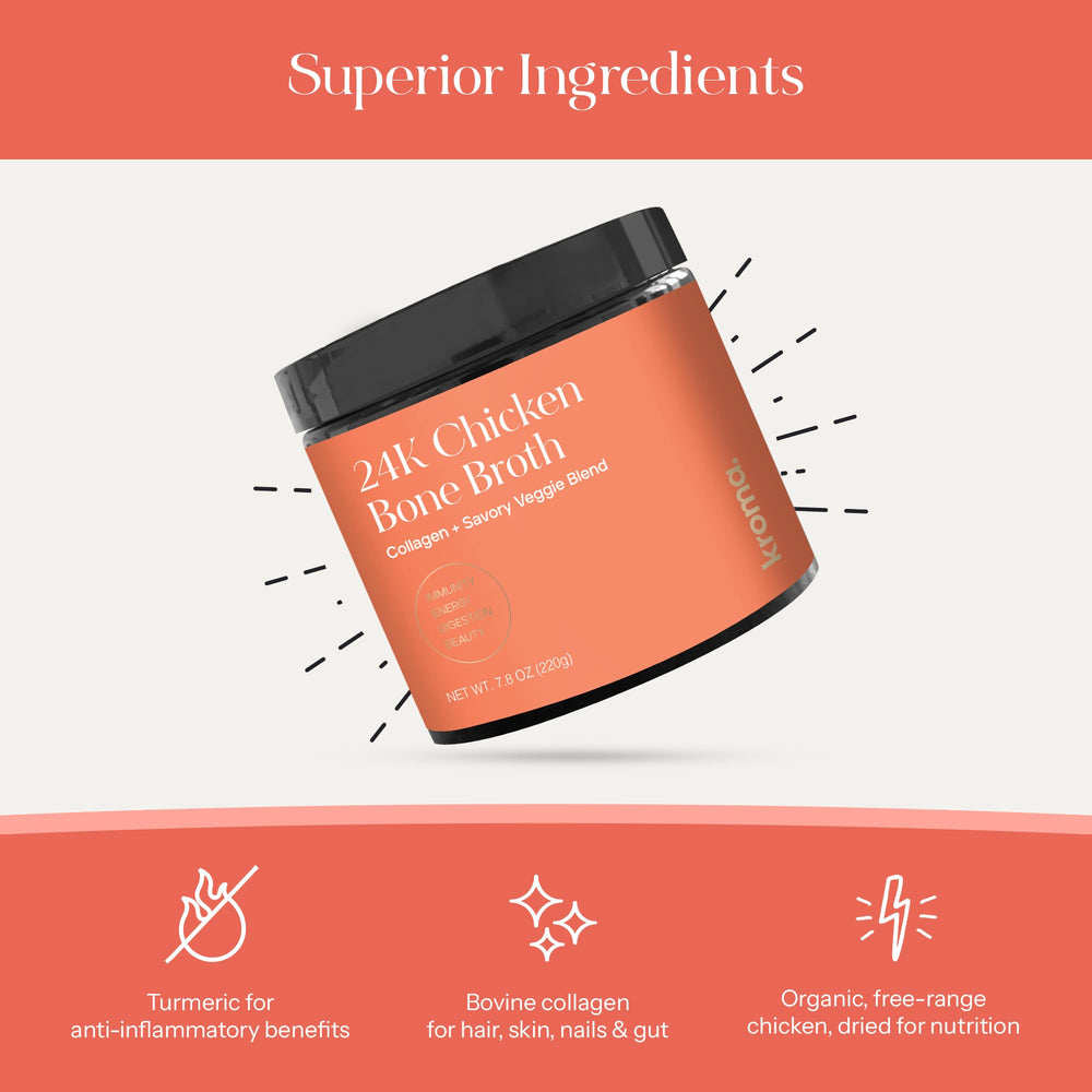 KROMA jar beside tablespoon illustrating compact jar size and portability