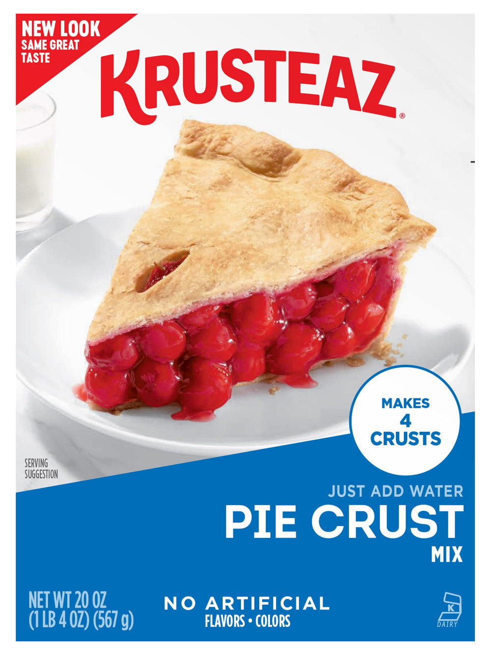 Krusteaz box opened with powder mix ready to combine for quick crusts