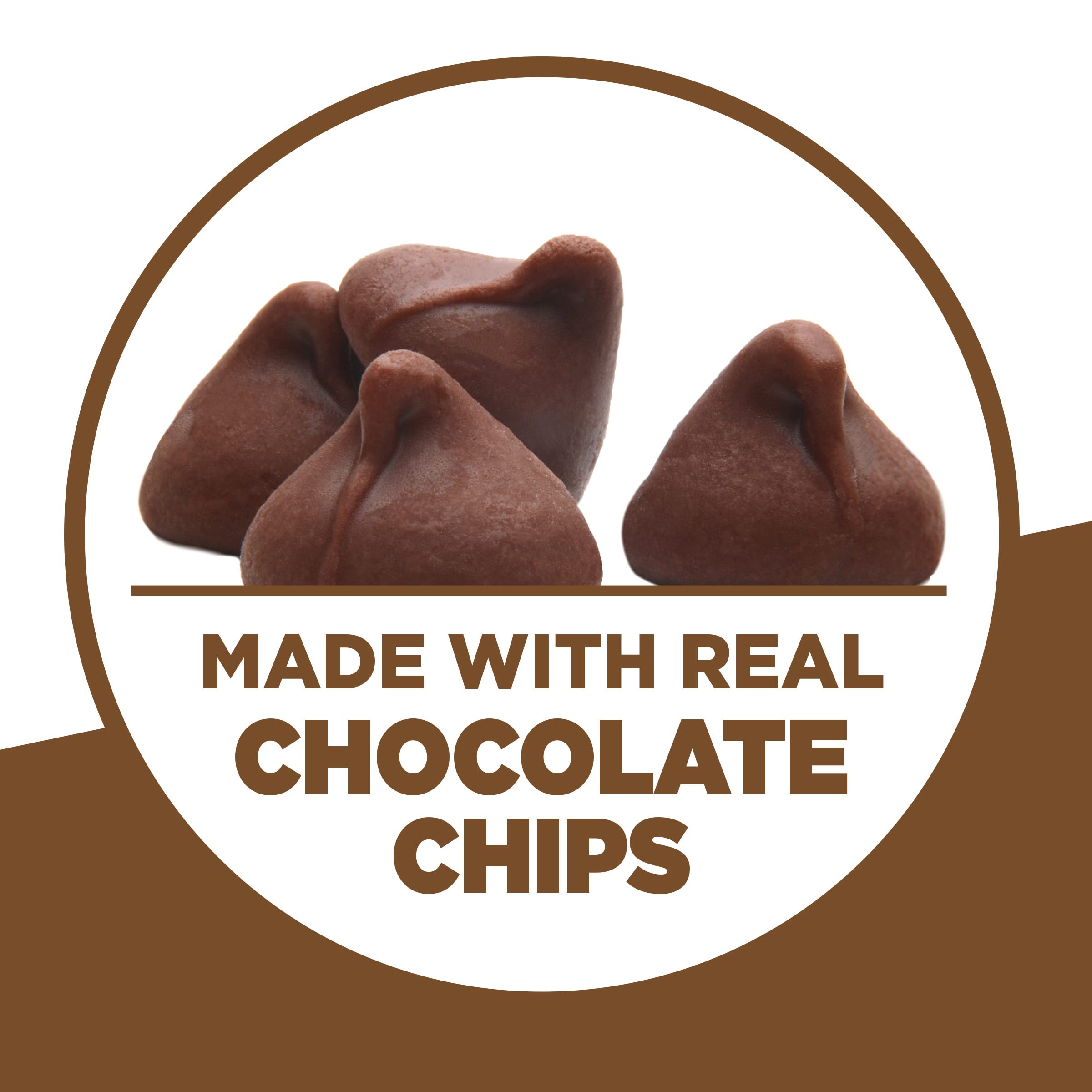 Freshly baked Krusteaz double chocolate muffin top, moist crumb and rich appearance