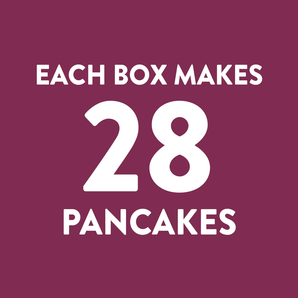 Krusteaz pancakes with blueberries and chocolate chips showing customization options