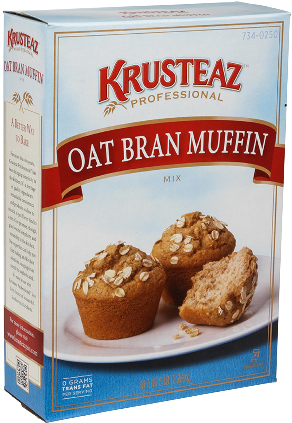 Krusteaz oat bran box front view showing size and branding for pantry convenience