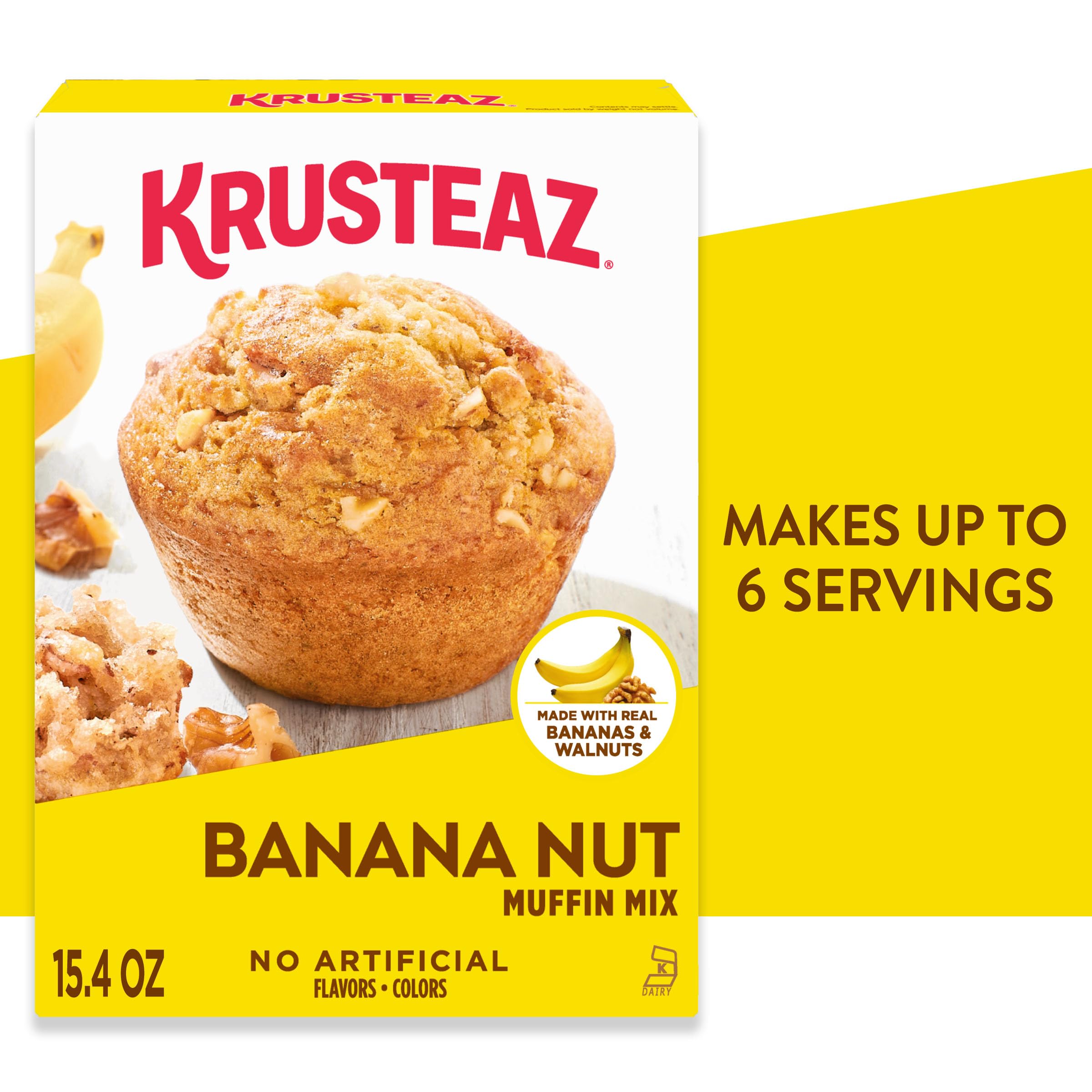Krusteaz opened mix poured into bowl illustrating quick batter prep benefit