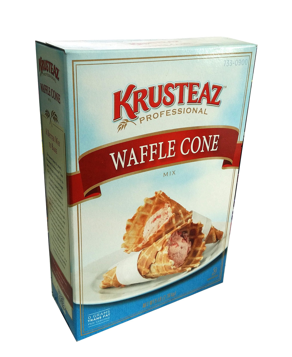 Continental Mills Krusteaz professional waffle cone mix front box showing brand and bulk size for reliable service