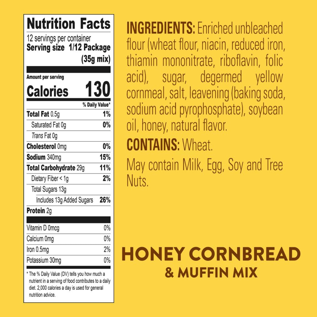 Krusteaz box in hand showing 15-ounce scale and pantry-ready convenience