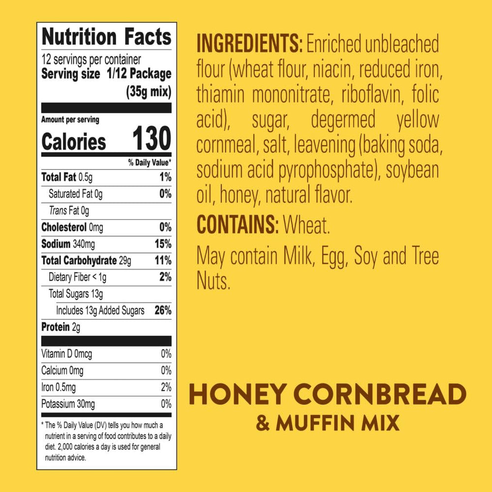 Krusteaz box in hand showing 15-ounce scale and pantry-ready convenience