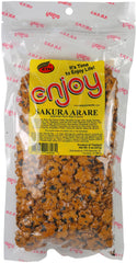 KTM Enjoy front packaging showing 8-ounce sakura arare pack and clear label benefits