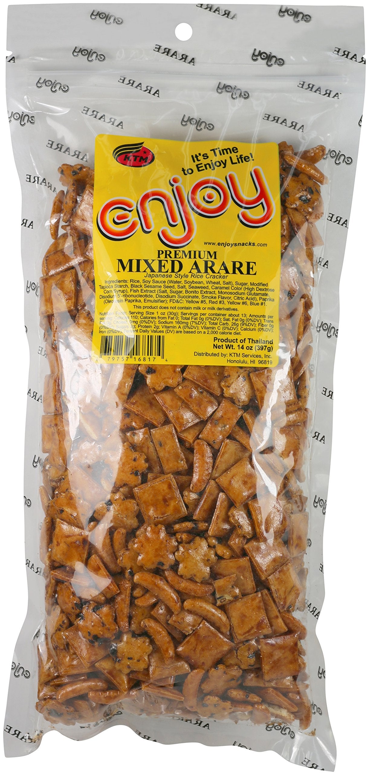 KTM Enjoy close-up of mixed arare textures highlighting crunchy variety
