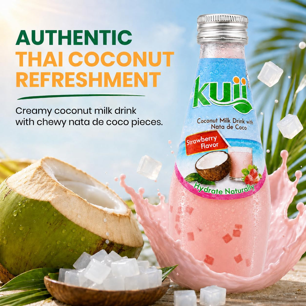 Kuii close-up of nata de coco pieces showing chewy texture benefit