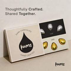 Kums single dark chocolate tab close-up revealing smooth finish and rich flavor