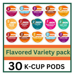KUPIX brewed cup beside pods, illustrates rich flavored coffee enjoyment