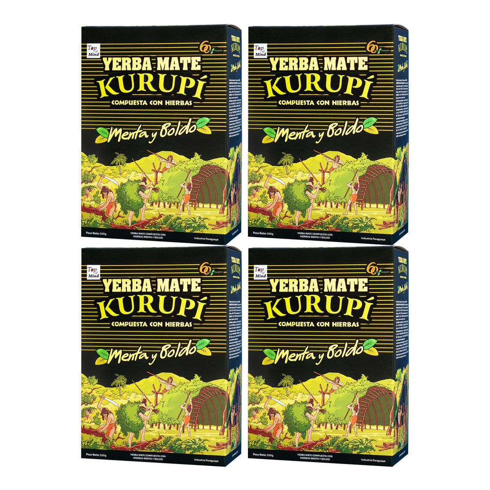 YERBA MATE KURUPI front packaging showing 500g bag and benefits
